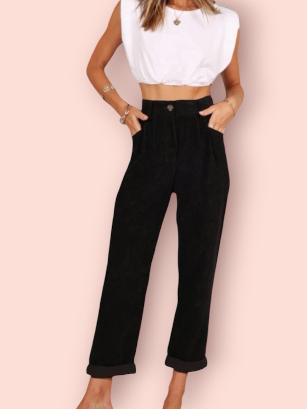 PETAL + PUP Talaren Cord Pants in Black